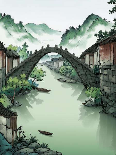 SD3.5 Chinese Scene Ink Painting Style