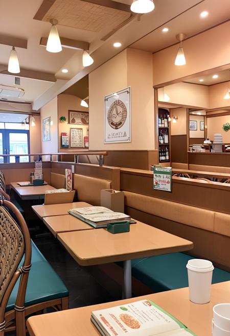 ファミレスSの店内 / Inside a family restaurant S / SDXL