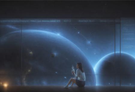 (Experimental Concept) Lonely Universe composition / Composition of the world through a huge glass window