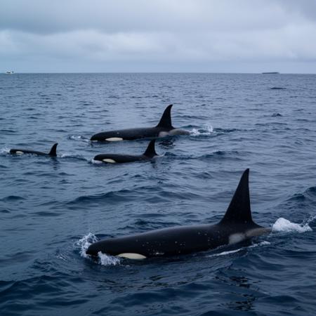 Orcas at Sea