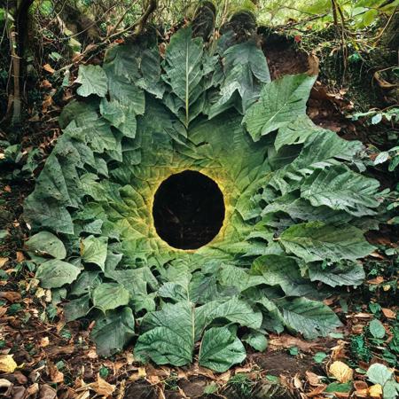 Andy Goldsworthy style nature art - portals, circles, spheres and spirals for SDXL