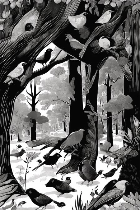 An abstract forest animal style, monochromatic - tangbohu 39