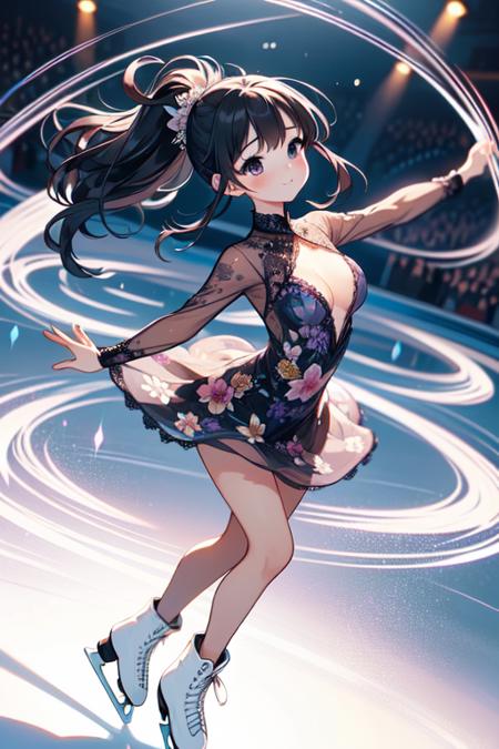 girl like flying spin / pair skating / figure skating / knee slides