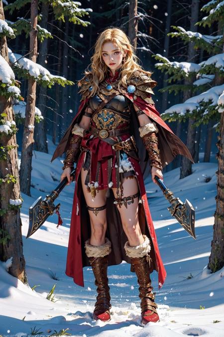 Viking warrior holding axes