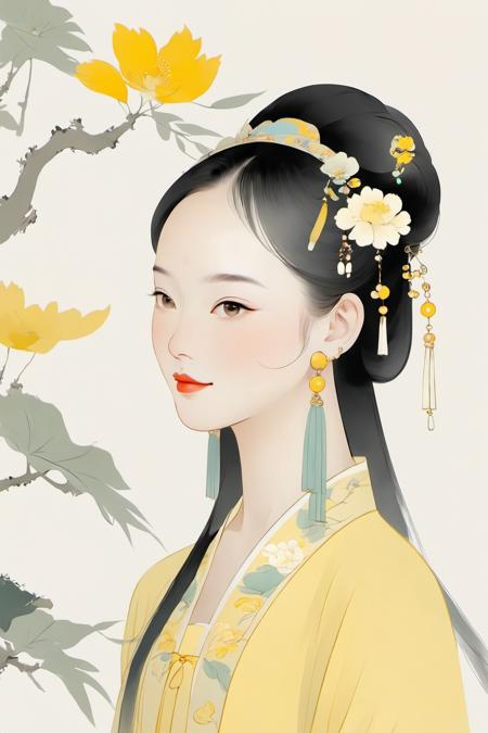 国画古风手绘美女｜极简淡雅 ｜工笔画 Chinese painting ancient style hand-painted beauty|minimalist and elegant|fine brush painting