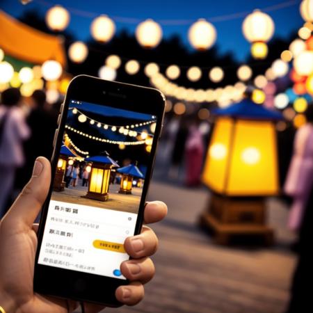 festival lanterns and smartphone