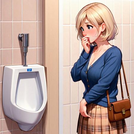 girlpeeingSDXL-----girl peeing into urinal (or pee desperation and wetting next to urinal)