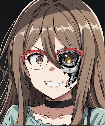 Damaged half-cyborg face