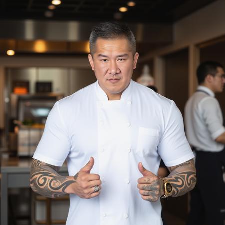 Strong Asian male athlete