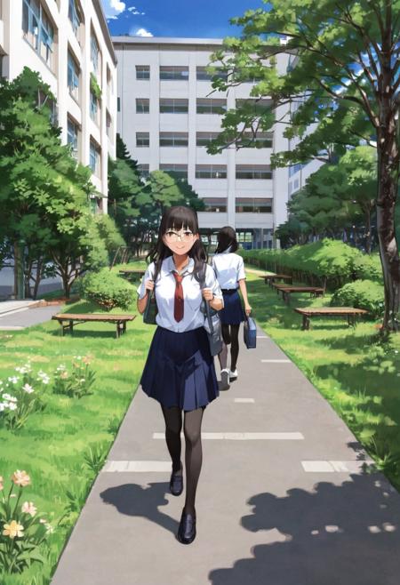学校の中庭 School courtyard SDXL