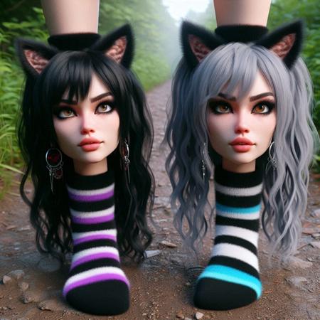 Neko Goth Girl on Feet
