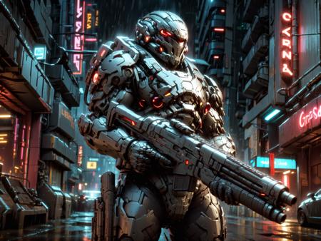 Neon Cyberpunk Heavy Combat Armor SDXL