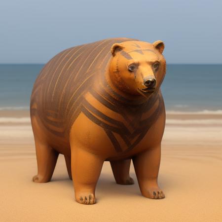 Realistic painted pottery art style