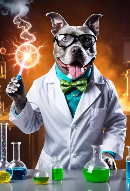 Gray Pitbull Dog SDXL