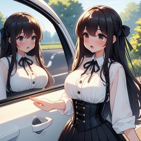 girl like car glass / showcase glass