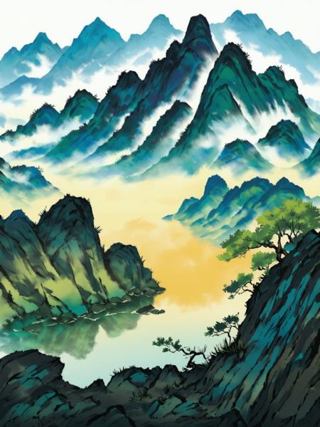 SD3.5 Chinese Scene Ink Painting Style