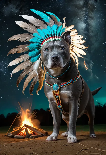 Gray Pitbull Dog SDXL