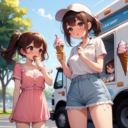 girl like  ice cream truck / ice cream machine
