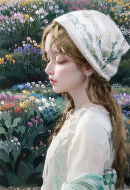 [LoCon] oil painting 油画人像-water lily