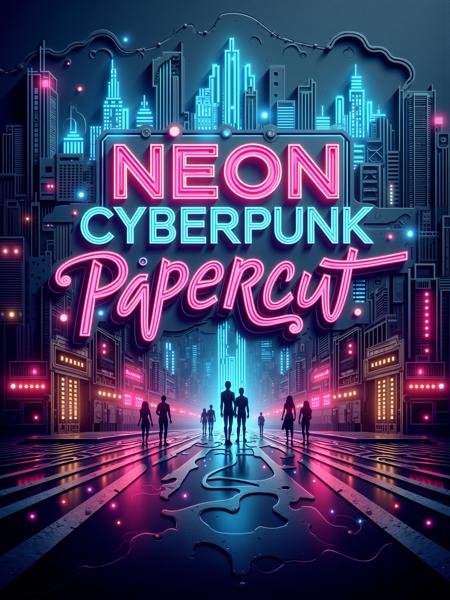 Neon Cyberpunk Papercut - FLUX & SDXL版本FLUX Style 1 (ID: 1006591)