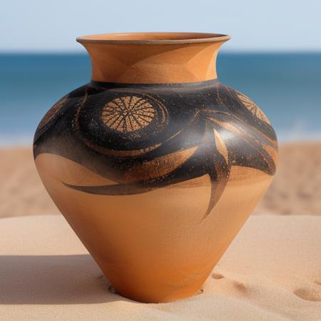 Realistic painted pottery art style