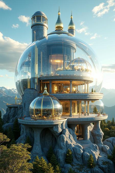 [sphere_glass_building]-lora_flux-Architecture