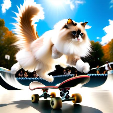 (HotShotXL Video) Skateboarding Flame Point Ragdoll Cats aka  skatebingbing