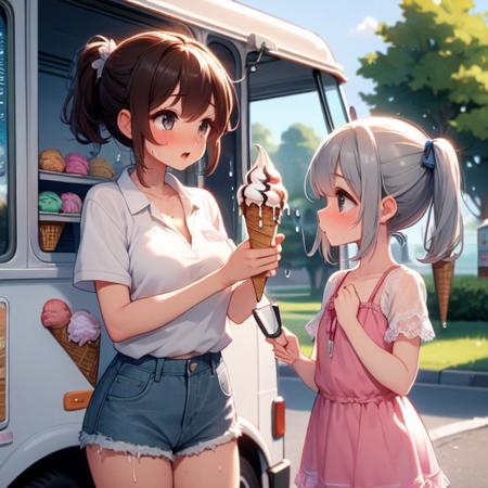 girl like  ice cream truck / ice cream machine