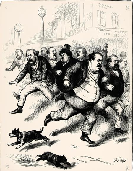 19th century political cartoon - Thomas Nast Style