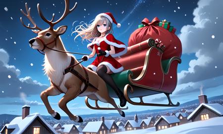 girl like reindeer sleigh