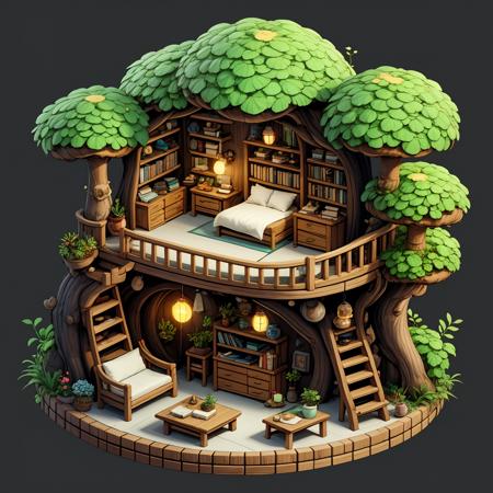 HEZI_45 degrees indoor cute game scene