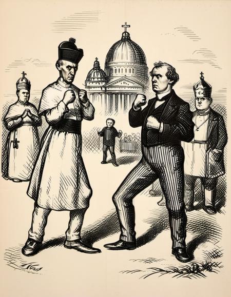 19th century political cartoon - Thomas Nast Style