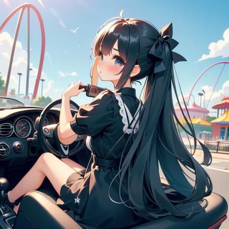 girl like mini car / driving cabrio