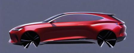 Car 2D Rendering (highly stylized) for Automotive design