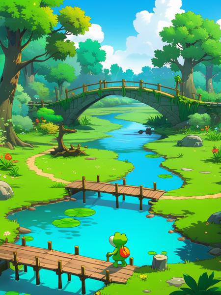 Cartoon Style XL -by Happy Ai/Game Scenes/Anime Style/Flat Anime/Flat Illustration/卡通/Q版/游戏人物场景/漫画のゲームシーン/만화 게임