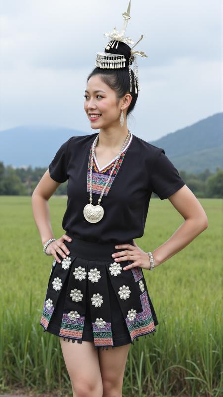 贵州肇兴侗寨的侗族少女服饰