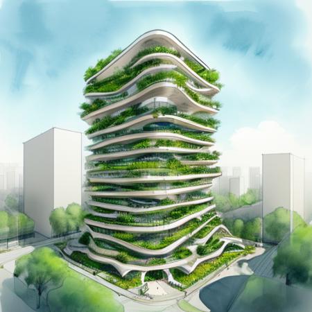 Architectural Watercolor Pencil Style