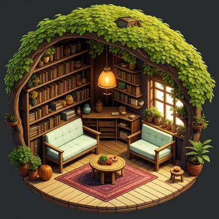 HEZI_45 degrees indoor cute game scene
