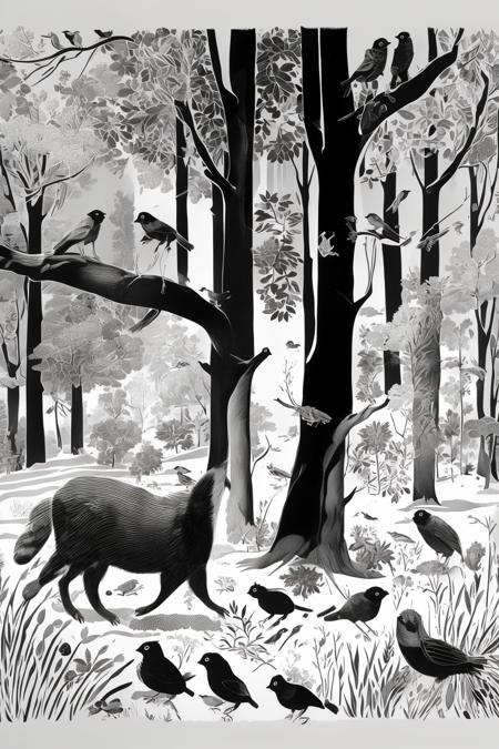 An abstract forest animal style, monochromatic - tangbohu 39