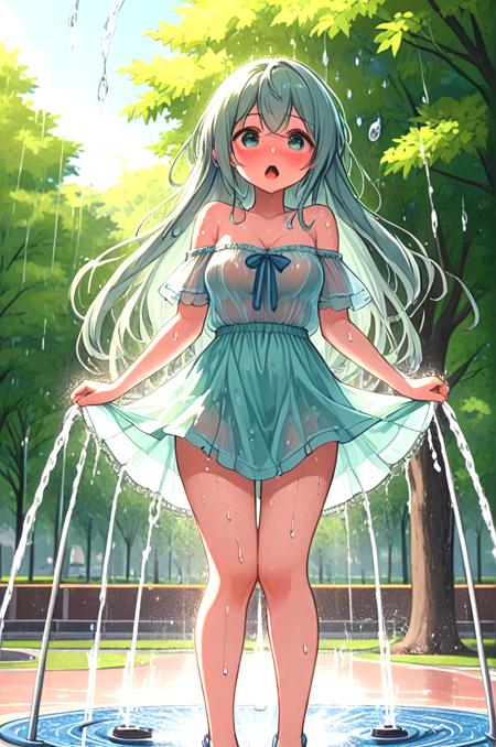 girl like splash pad / drinking fountain