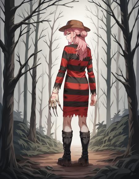 Mrs. Krueger (Nightmare on Elm Street) | Striped Dress and Claw Glove