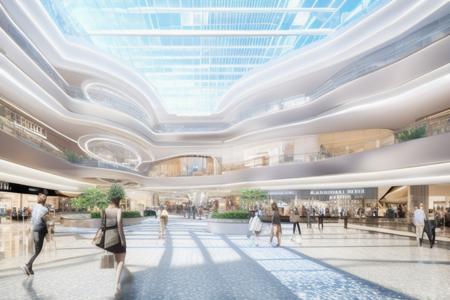 Modern style shopping mall atrium