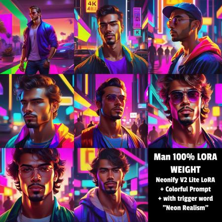 Neonify SDXL - Neon Realism + Cel Shading + Cartoonerize (5 Lora Levels)