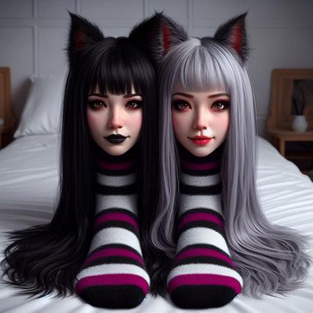 Neko Goth Girl on Feet