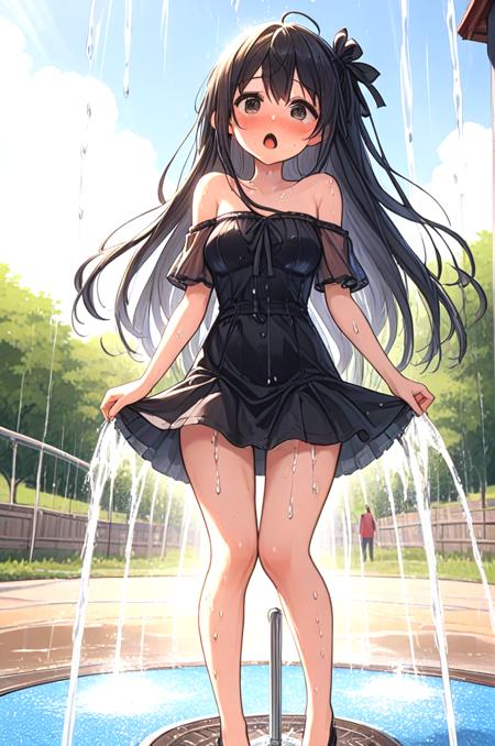 girl like splash pad / drinking fountain