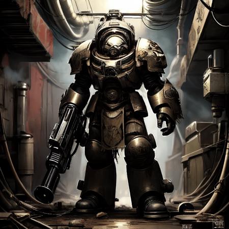 Grimdark Human Heavy Armor Suit - Warhammer 40,000