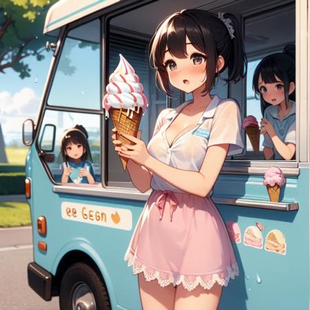 girl like  ice cream truck / ice cream machine