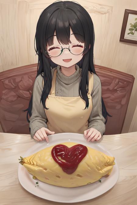 オムライス❤ Draw a heart with ketchup on top of omurice. SD15