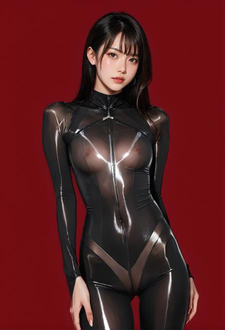 0740 shiny black bodysuit