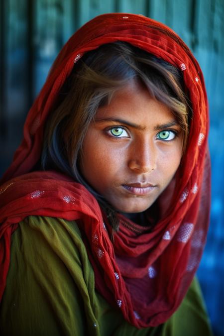 Portrait of an Afghan Girl - Headscarf Woman版本Afghan Woman v1 (ID: 173676)